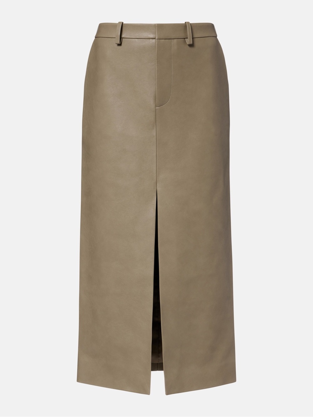 NWT The Frankie Shop Maybelle Faux Leather Maxi Skirt with Front Slit in Olive - Picture 9 of 16
